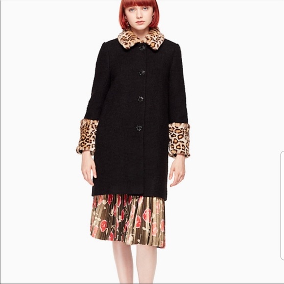 NWT Kate spade jewel button black boucle coat 4
